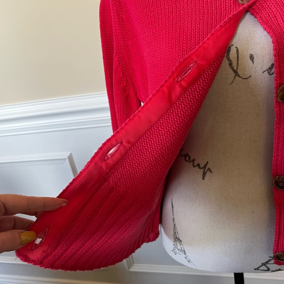 Buttoned, High Cowl Neck, Rib Knit, 3/4 Sleeves Short Sweater. - Picture 8 of 14